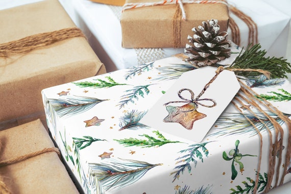 Rustic Christmas Wrapping Paper Sheets Roll, Holiday Gift Wrap 