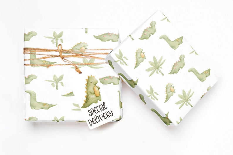 Baby Shower Wrapping Paper Dinosaur Birthday Baby Shower Etsy