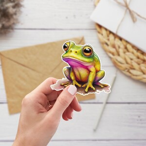 Frog Sticker, Cute Frog Decal, Waterproof Sticker, Nature Inspired Sticker, Scrapbook Supplies, Laptop Sticker