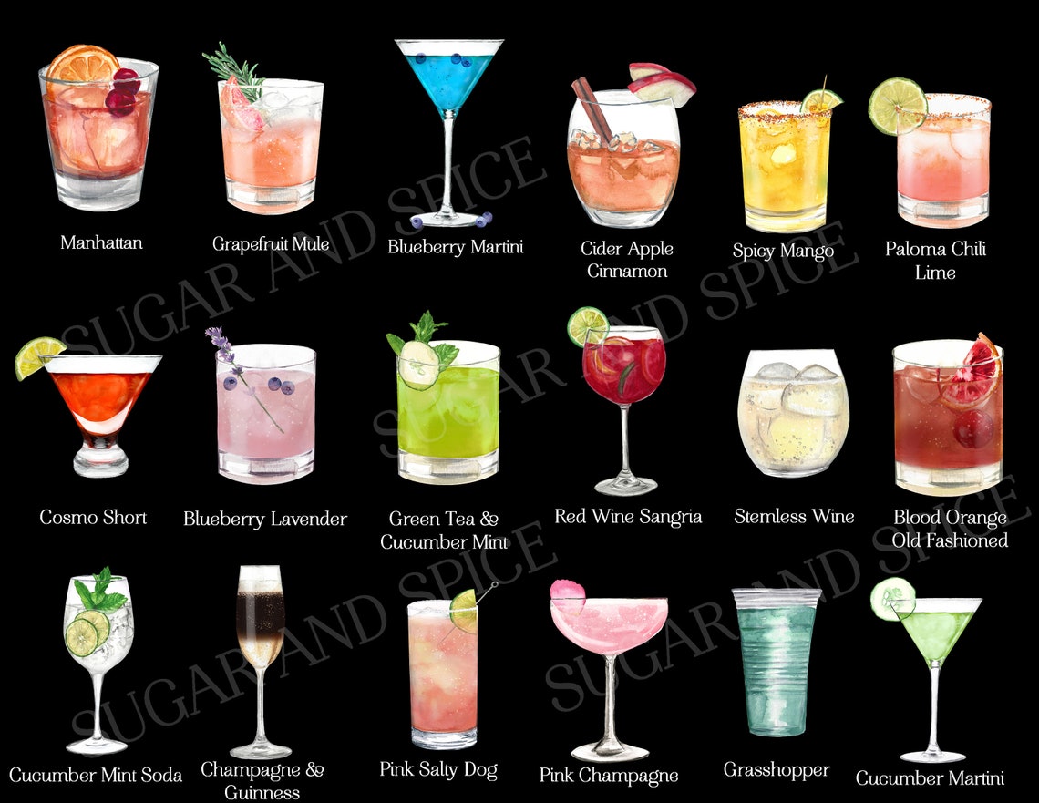 Holiday Signature Drinks Sign Printable Christmas Cocktail Etsy