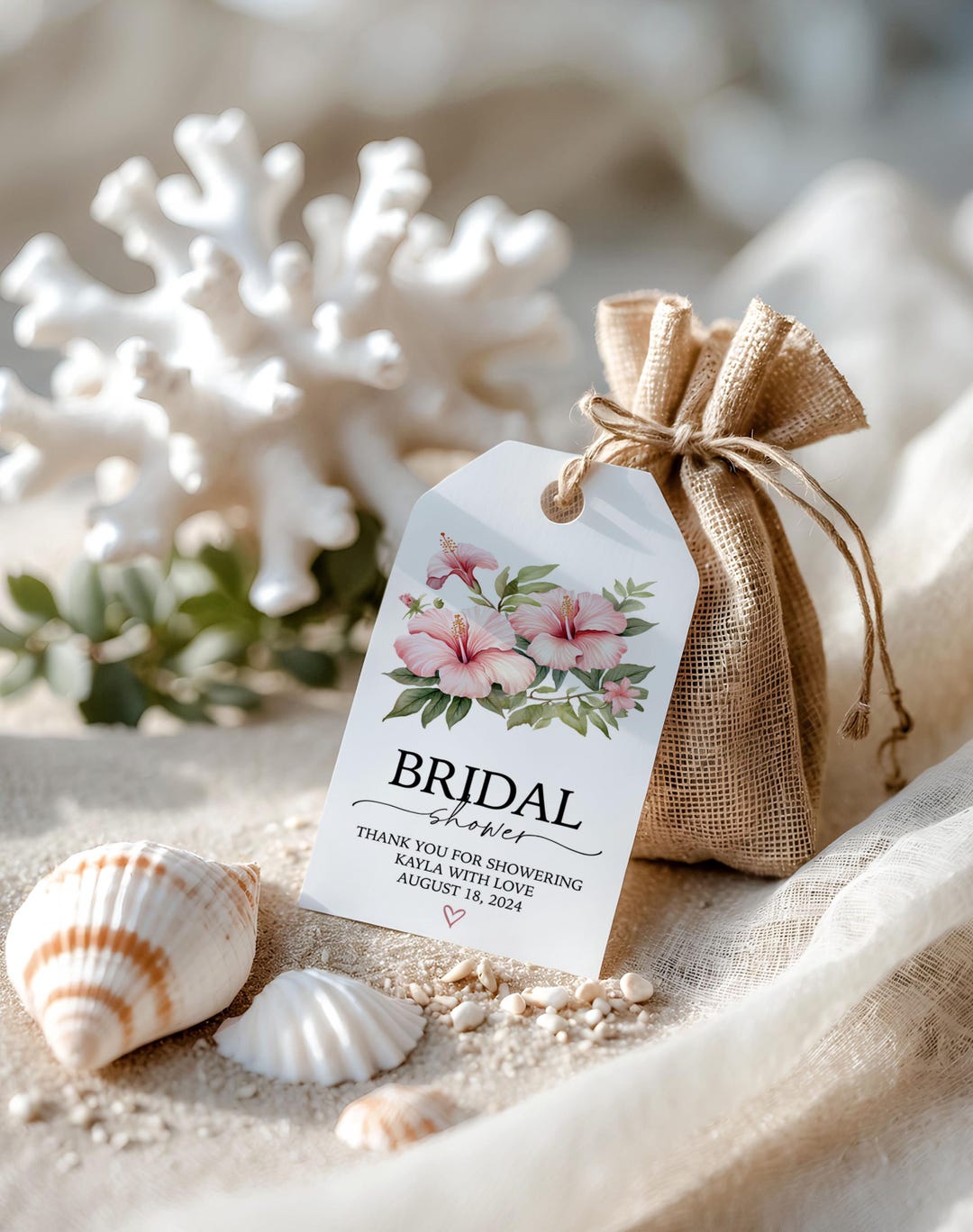 Tropical Floral Bridal Shower Gift Tags - Printed Gift Tags With String ...
