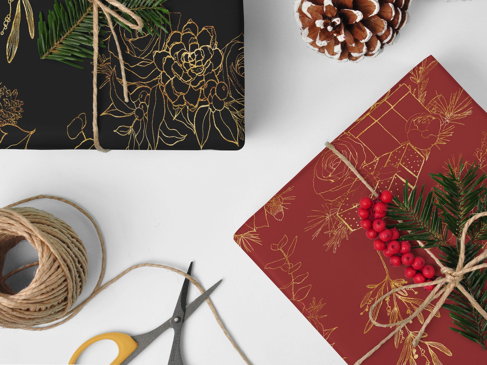 Red And Gold Christmas Wrapping Paper 