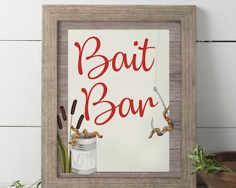 Angeln Lebensmittel Zeichen, Fisch Tischschild, Köder Bar Angeln Party Schilder, Das große erste Geburtstagsschild