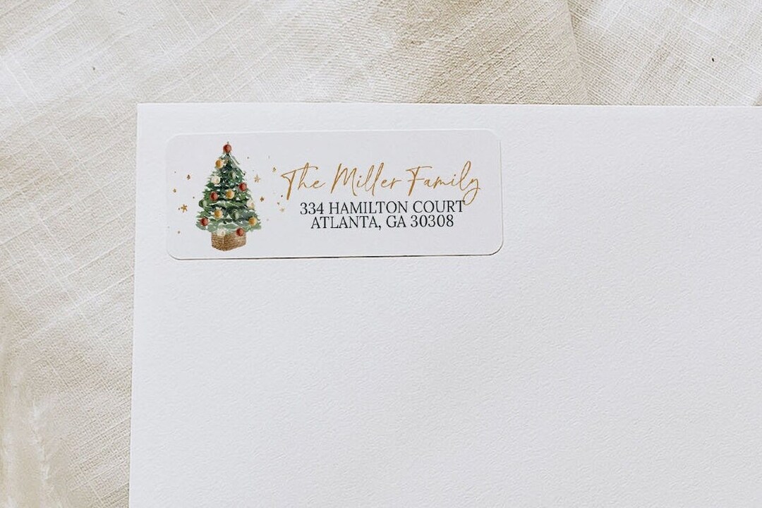 Christmas Tree Return Address Sticker, 3 X 1 Inch Return Address Label