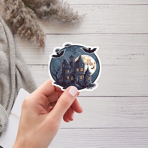 Halloween Sticker, Laptop Sticker, Scrapbook Sticker, Haunted House Sticker, Spooky Sticker, Waterproof Vinyl Sticker