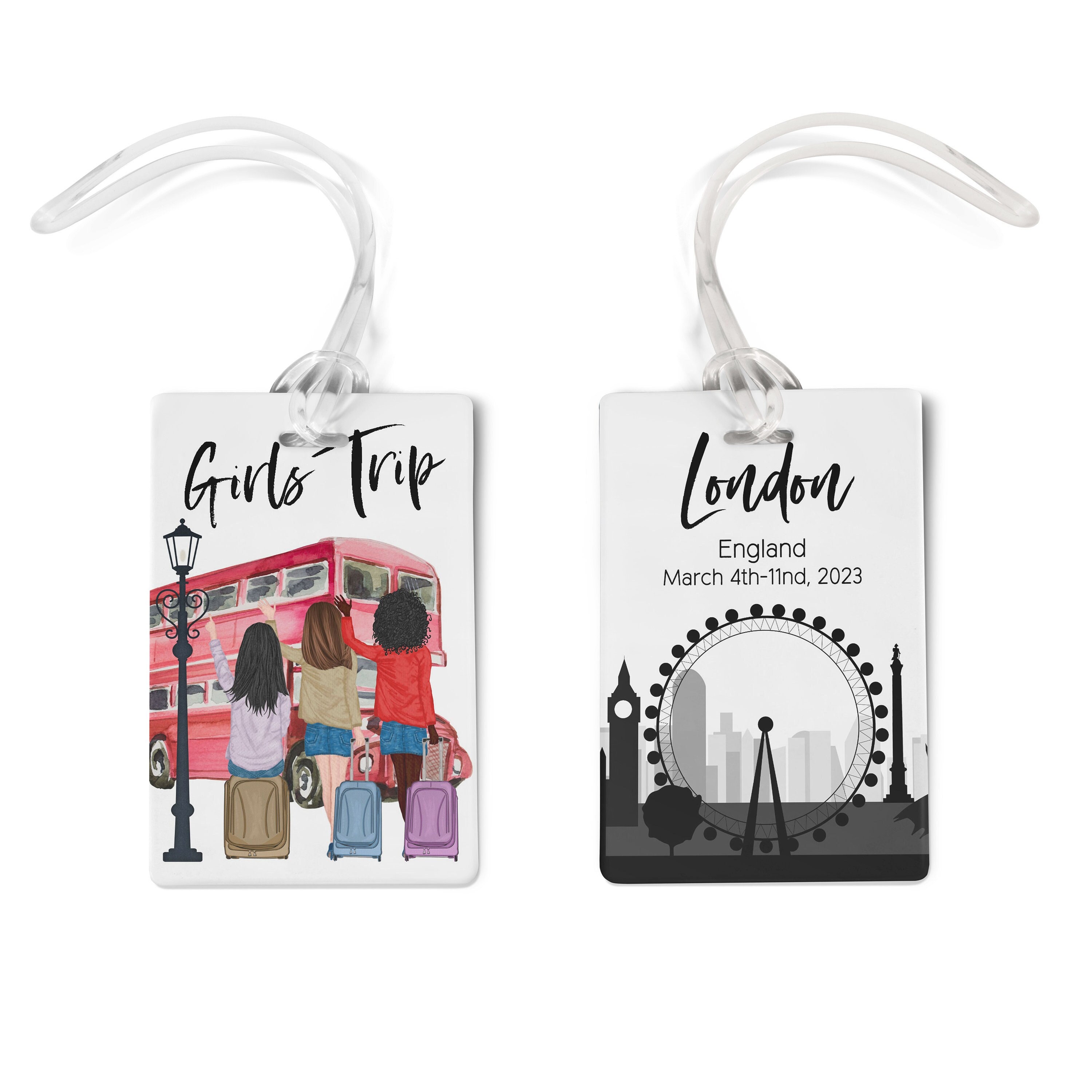 Personalized London Trip Luggage Tag, Girls Vacation Keepsake