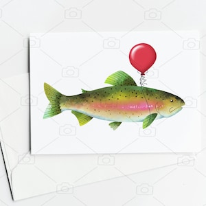 Fish Trout Birthday Card, Funny Birthday Card, For Him Greeting Card, Fishing Birthday Card, A6 Blank Card