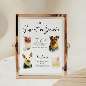 Signature Drink Sign Pet, Cocktail Sign, Bar Menu Sign, Wedding Signature Drink Sign