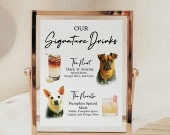 Signature Drink Sign Pet, Cocktail Sign, Bar Menu Sign, Wedding Signature Drink Sign