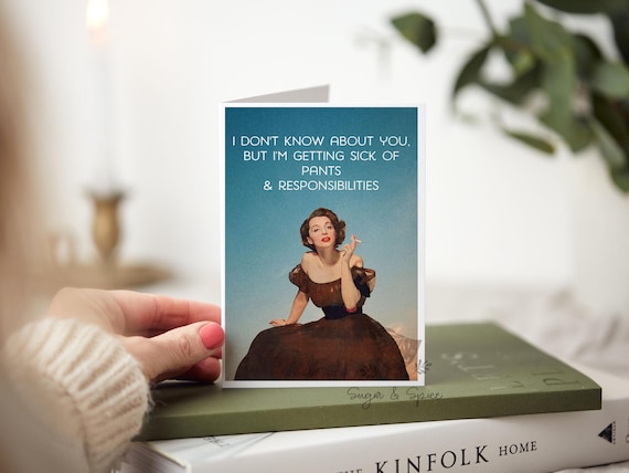 Funny Birthday Card, Vintage Fashion Humor, Friendship, Any Occasion  Greeting - Etsy