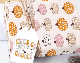 Halloween Pumpkins Wrapping Paper Roll, Spooky Gift Wrap