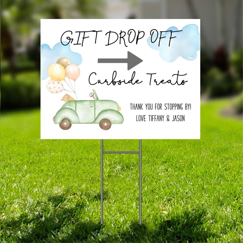 Drive By Baby Shower Sign Printable Sign Gift Drop Off Etsy