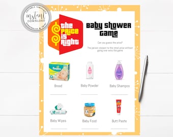 The Price is Right Baby Shower Game Template, Instant Download, Price Game, Digital File, Baby Games