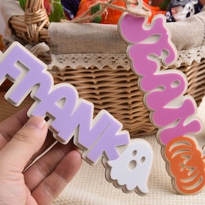 Etykieta na koszyk Boo, etykiety z imionami na Halloween, spersonalizowana etykieta na Halloween, etykieta z imieniem do koszyka ze słodyczami, cukierek albo psikus, etykieta z imieniem do torby Boo, ozdoba na Halloween