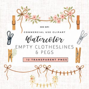 Tendedero vacío y pinzas para la ropa / Tendedero rústico / Pinzas para la ropa colgadas / Tendedero vacío
