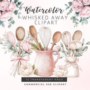 Clipart douche nuptiale emporté par rose pastel | 12 PNG aquarelles | Cuisine Clipart | Clipart pâtisserie rose pastel