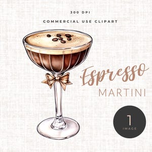 Imágenes prediseñadas de espresso martini / Cóctel PNG / Arte de invitación de despedida de soltera / Ilustración de bebida de fiesta de cumpleaños / Descarga digital de despedida de soltera