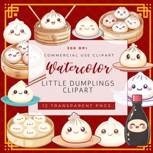 Dim Sum Baby Dusche Clipart, Knödel Clipart, Chinesisches Neujahr 2025, Chinesisches Neujahr 2025 Clipart