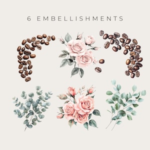 Love Is Brewing Bridal Shower Invitation Clipart Set, Bridal Shower Coffee Clipart, Watercolor Cafe Aesthetic, Digital Download, Transparent Background