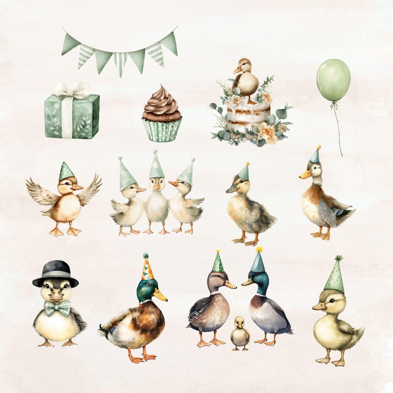 One Lucky Duck Clipart | Baby Shower Duckling PNG | Cute Duck Party ...