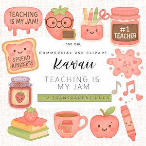 Lehren ist meine Marmelade Clipart-Set | Niedliche Klassenzimmer Clipart | Lehrer Clipart | Kommerzielle Nutzung | Lehrer Sticker & Printables