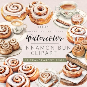 Cinnamon Roll Birthday Invitation Clipart | Cozy Bakery Clip Art | Pastry & Cinnamon Bun PNGs | Sweet Roll Birthday Graphics