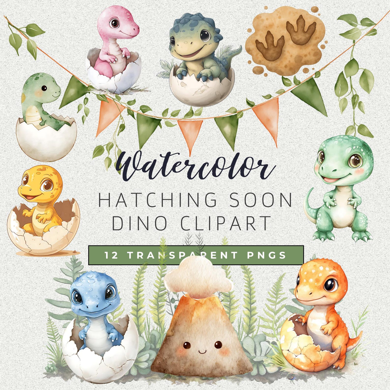 Hatching Soon Baby Shower Clipart | Dinosaur Baby Shower Clip Art