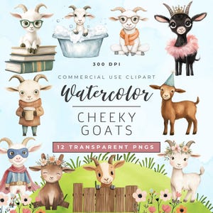 Cheeky Goat Clipart PNG | Funny Goat Digital Art | Farm Animal Sublimation | Silly Goat Clipart & Designs - Commercial Use Clipart