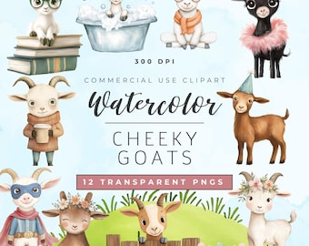 Funny Goat Clipart: Cheeky Farm Animal PNG Designs (Commercial Use)