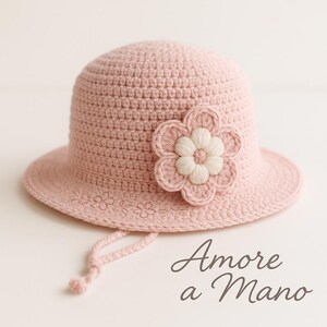 Pink Crochet Girl Hat – Flower Detail Handmade Girl Beanie  – Toddler Cotton Hat for Spring  – Soft Child Gift Idea
