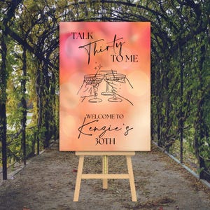 Sprechen Sie Thirty to Me Willkommensschild | Bearbeitbares 30. Geburtstagsparty-Zeichen | Pink & Orange Geburtstagsdeko | Druckbare Vorlage | Sofort Download
