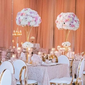 5 stuks | 32-inch hoge tafel met bloemen | Gouden bruiloftvazen met slanke taille, tafelstuk bloemenstandaard voor decoratie bruiloft