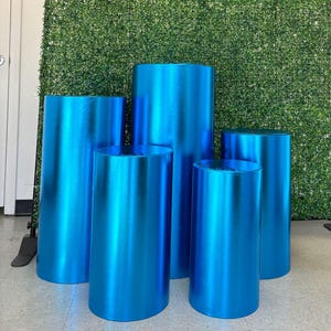 5 couvercles lumineux pour supports de cylindre en métal, plinthes rondes, toile de fond de mariage