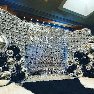 Mirror Silver Sequin Shimmer Panels for shimmer Wall Backdrop | Party Photo Booth