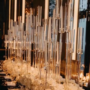 Crystal Glass Candelabra | 10-Arm Wedding Centerpiece, 48&quot; Tall