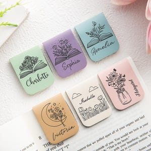 Custom Magnetic Bookmark, Engraved Leather Bookmark, Personalized Magnetic Gift for Book Lovers, Birthday Gift, Gifts for readers