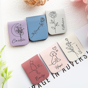 Custom Leather Magnetic Bookmark, Engraved Magnetic Bookmark, Bookmark with Name, book lover gift, Book Accessories, Gifts for readers