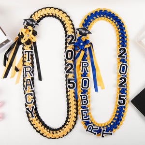 Personalisierte Name Abschluss Lei, angepasste 2025 Abschluss Lei, Geschenke für graduierte, Handgefertigte Satingirlande mit grad Cap, Band Lei