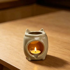 Cute Cat keramische wassmeltbrander, handgemaakte olieverspreider, theelichthouder, aromatherapiewarmer, gezellig interieurcadeau