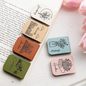 Personalized Leather Magnetic Bookmark, Custom Name Bookmark for Him Her, Library Bookmark, Magnetic Gift for Book Lovers, Teacher Gift