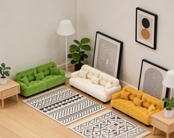 Miniature Plush Sofa Dollhouse Couch Soft Tiny Furniture 1 12 1 20 1 25 1 30 Scale Decor