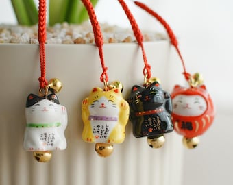 Portachiavi con statuette di gatto fortunato, portachiavi con statuetta di gatto fortunato, portachiavi con gatto fortunato, ciondoli per portachiavi a forma di gatto, accessorio per borsa a forma di gatto, regalo per gli amanti del gatto fortunato