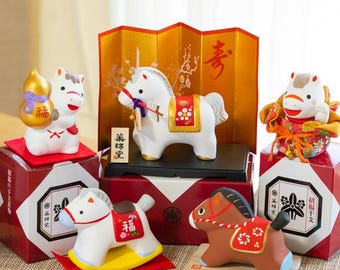 Cute Horse figurines, Horse Decor, horse Car ornament, horse room decor, horse lover gift, Year 2026, horse lucky charm, Chinese zodiac sign