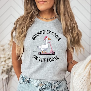 Camiseta "Madrina Ganso en Patinete", divertida camiseta con un ganso en patinete, adorable camiseta con estampado de animales, divertida camiseta para mujer