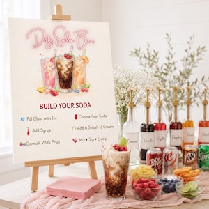 Dirty Soda Bar Sign and Menu Bundle, Canva Editable Party Decor (Digital Download) image 2