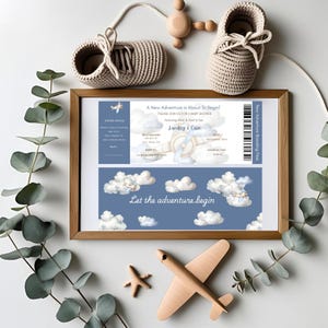 Adventure Awaits Baby Shower Invitation: Travel Theme Boarding Pass (Digital Template)