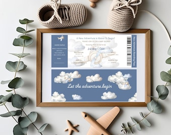 Adventure Awaits Baby Shower Invitation: Travel Theme Boarding Pass (Digital Template)