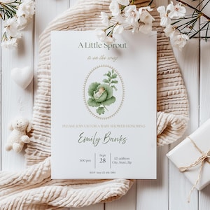 A Little Sprout Is On The Way Baby Shower Invitation Locally Grown With Love Gender Neutral Baby Sprinkle Farmers Market Garden Invite