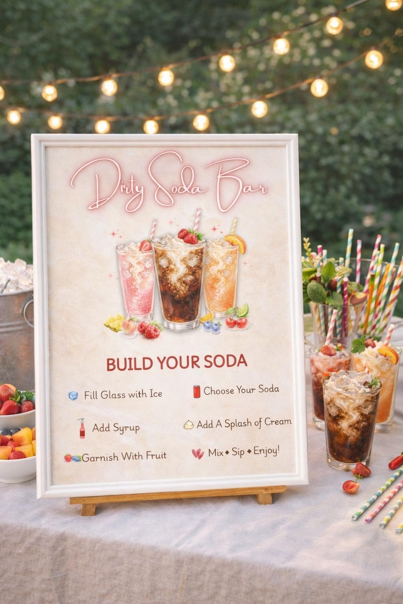 Dirty Soda Bar Sign and Menu Bundle, Canva Editable Party Decor (Digital Download) image 15
