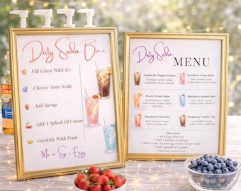 Dirty Soda Bar Sign & Menu Templates | Party Drink Station Decor (Canva)